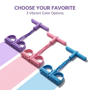 Multifunction Tension Rope ,4-Tube Elastic Yoga Pedal Puller Resistance Band, Stirrup Puller For Exercise,Exercise Resistance Band,Natural Latex Tension Rope Fitness Equipment, For Abdomen/Waist/Arm/Leg Stretching Slimming Training,For Yoga, Pilates,Dance