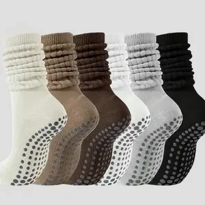 Women's HeartSafe Soles Slouchy Non-Slip Grip Socks, 6-Pack Cozy Anti-Skid Socks for Yoga & Pilates, Lounge Use