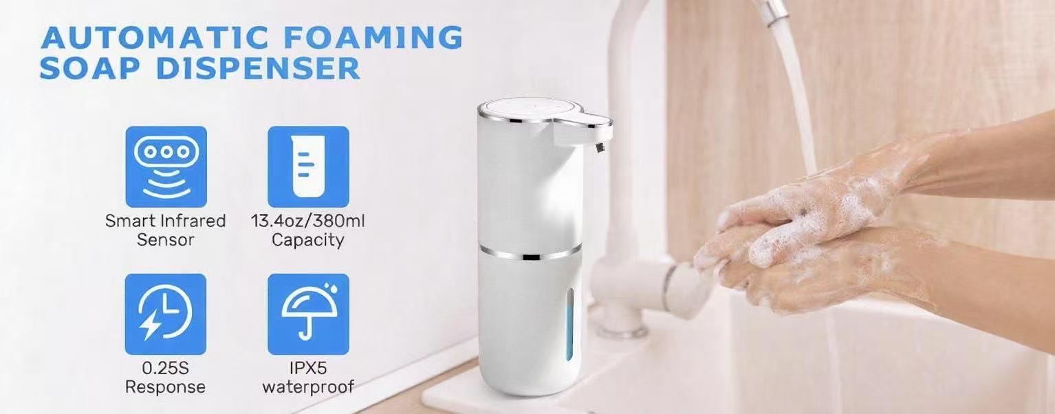 FEELSO Touchless Foaming Soap Dispenser - Smart, Auto-Dispensing, Self-Dispensing, Refillable, USB Rechargeable Electric Wall-Mounted, 4-Level Adjustable Leak-Proof Pump for Bathroom, Kitchen, Smart Soap Dispenser, Auto-Dispensing Soap Dispensers
