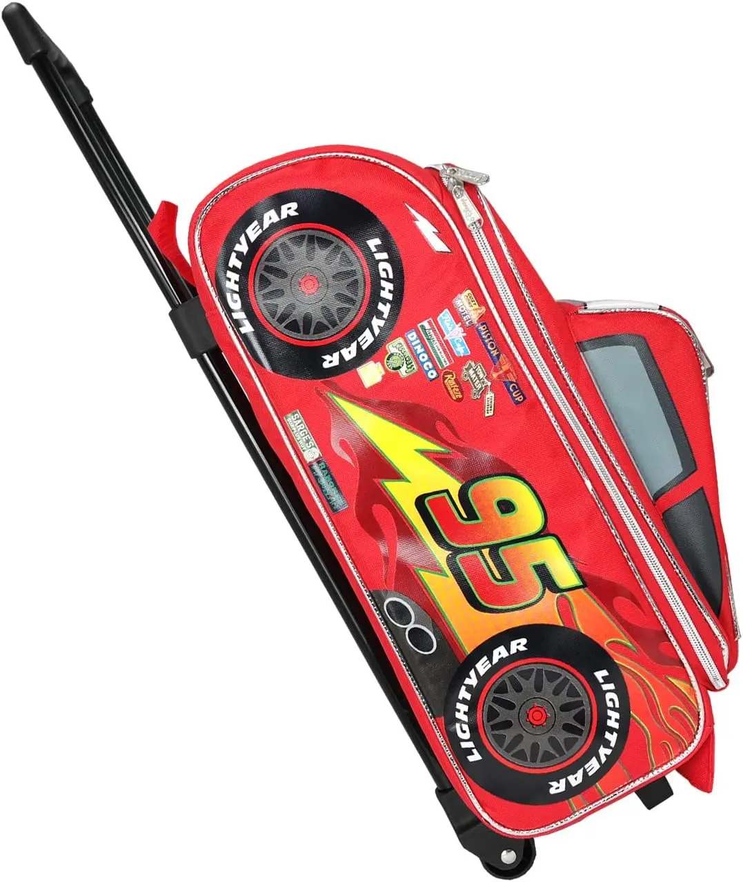 17" inches Number 95 Red Car Shape 2 wheel Novelty Luggage with side decals , A00369