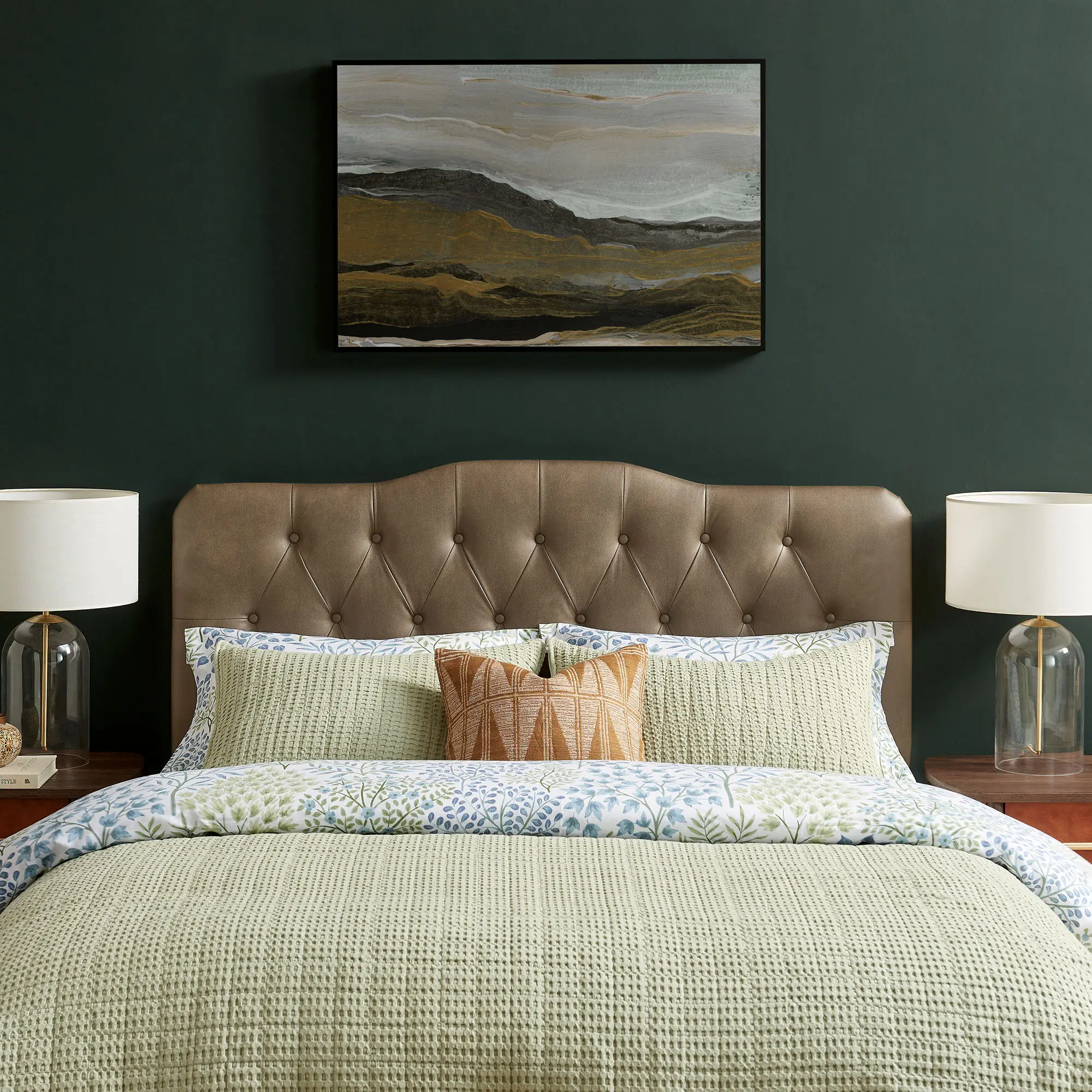 Annabel Vegan Leather Full Headboard in Mushroom