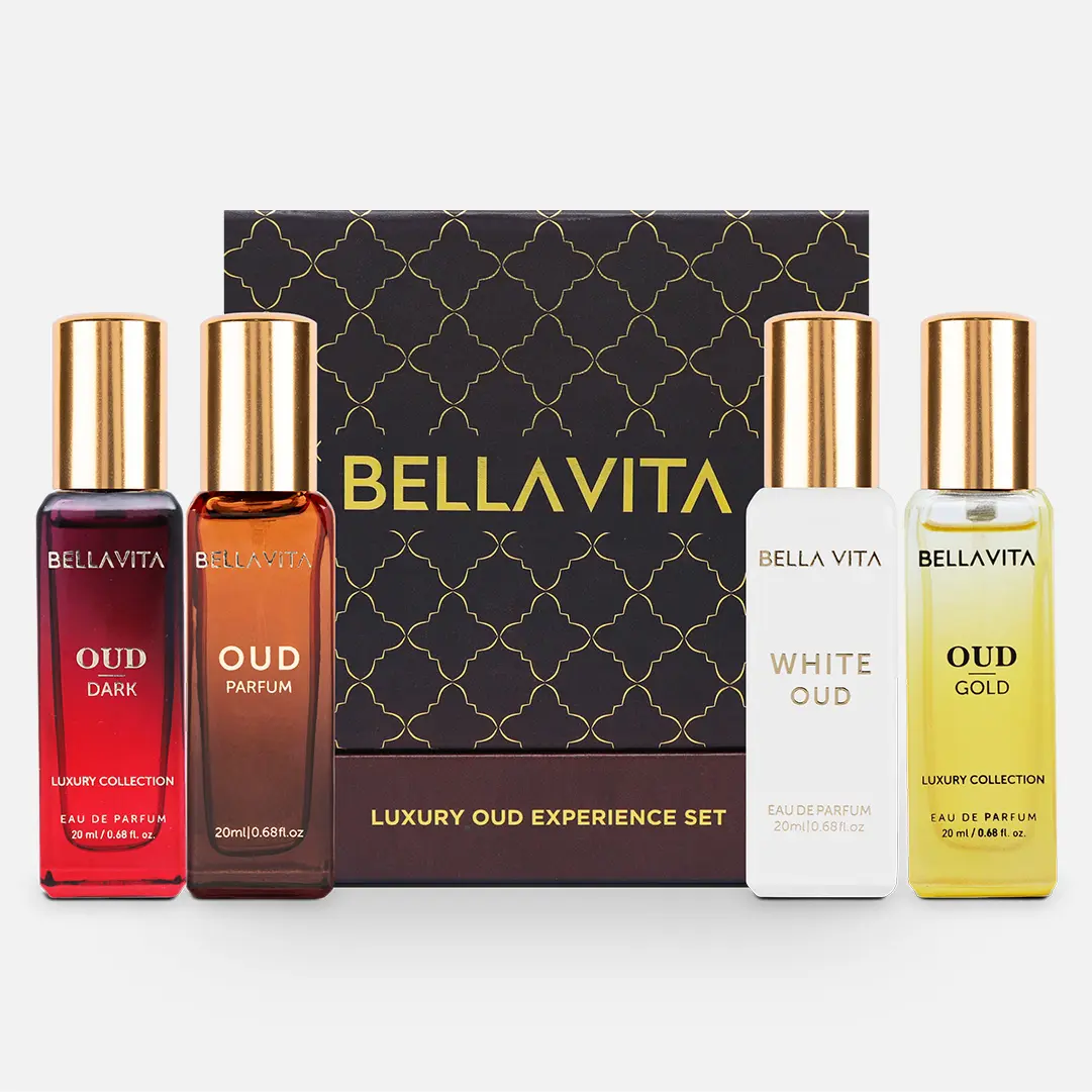 Bellavita Luxury Oud Experience Perfume Gift Set | 4 Oud Fragrances Including White Oud & Oud Gold | Perfume Gift Sets for Women & Men | Arabic Luxury Collection | Women’s Day Special