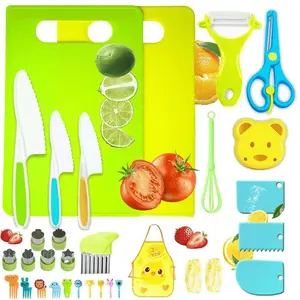 32PCS Montessori Toddler Knife Set, Real Cooking Kids Safe Knives for Age 5-10, Montessori Kitchen Supplies & Gadgets, Toddler Kitchen Tools for Cooking, Sandwich Cutter Set, Perfect Christmas Gifts for Boys Girls#Mother's Day