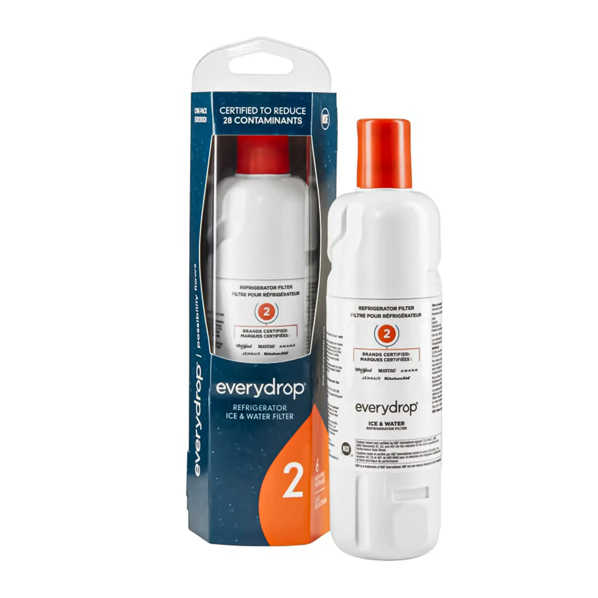 Household All-Purpose Replacement Refrigerator Ice & Water Filter 1 (EDR2RXD1 Single Pack) - 200-gal Capacity, Reduces 24 Contaminants, Direct Filtration, Gunk Removal, Hassle-Free Swapping, Durable Long-Term Use Support, All-Purpose Cleaner
