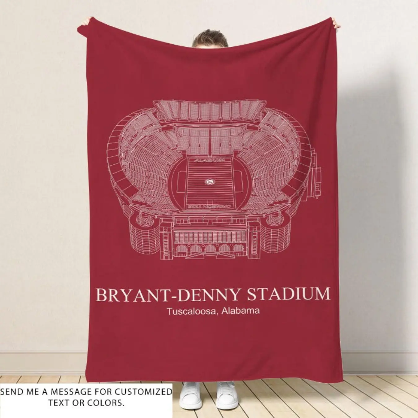 Bryant Denny Stadium Throw Blanket - Lightweight, Gentle Soft, Decorative Giftable Blanket for Home Use, Travel, Family & Kids Gifting Occasions (Birthday, Christmas), Lightweight Blanket