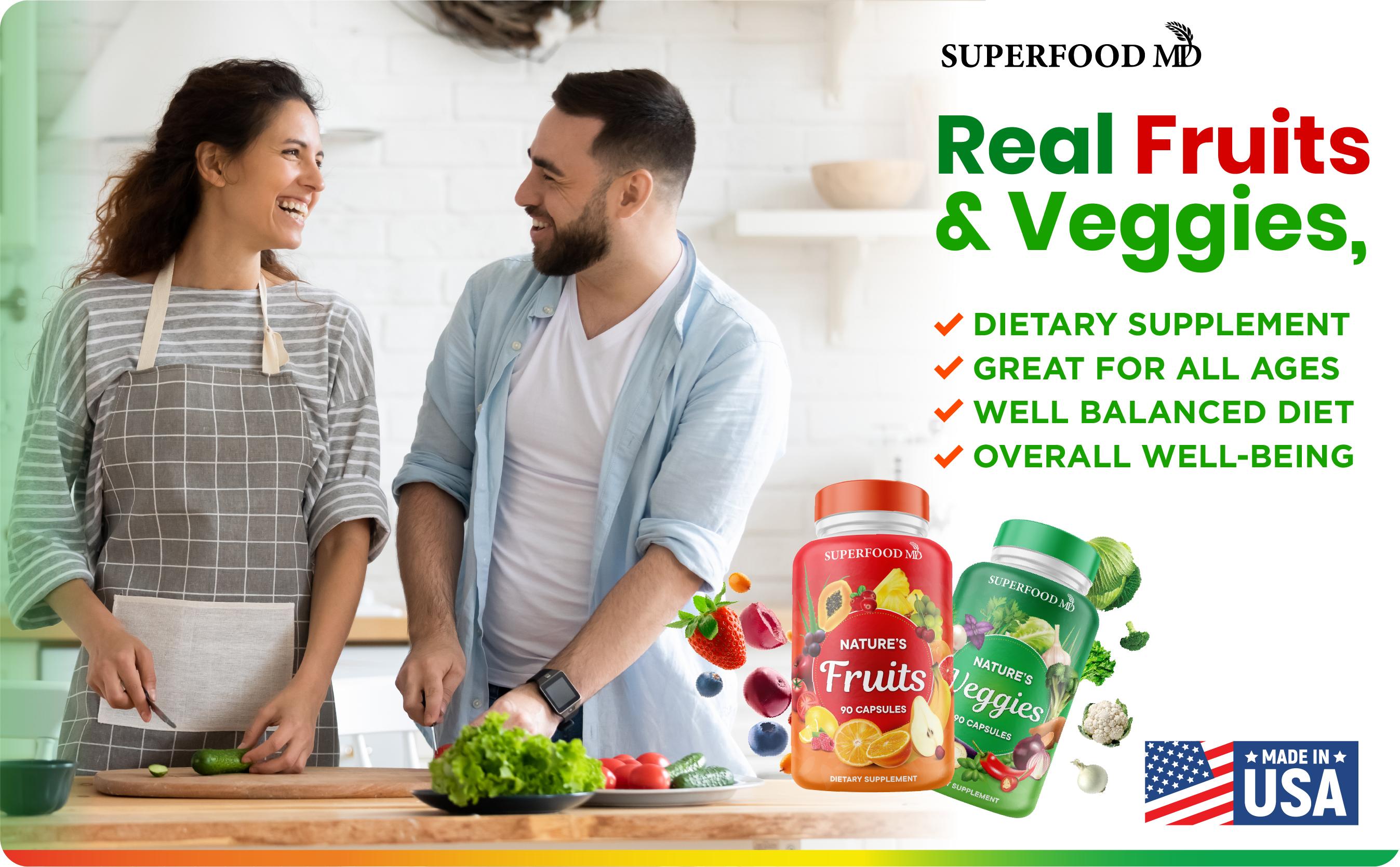 Superfood MD Fruits Supplement - 90 Fruit Capsules - Supports Energy Balance, High Lycopene, Vitamins & Minerals -Made in The USA