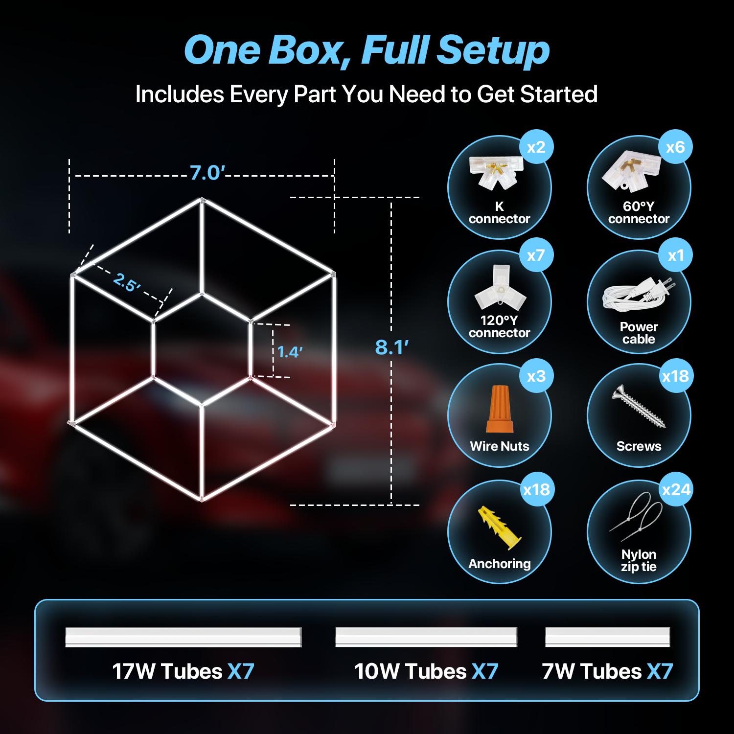 HYPERLITE Hexagon Light Honeycomb Light LED Ceiling Light, 130–204W 13,000–20,400LM 6500K Bright White, Car Detailing Garages, Garage Light, Workshops, Basements, Gyms, Studios, Barber Shops, Game Rooms, LED Wall Decorative Lighting， SpringGlowUp