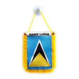 St. Lucia Car Flag 4x6 With Suction Cup Car Mini Banner, Window, Rearview Mirror Hanging