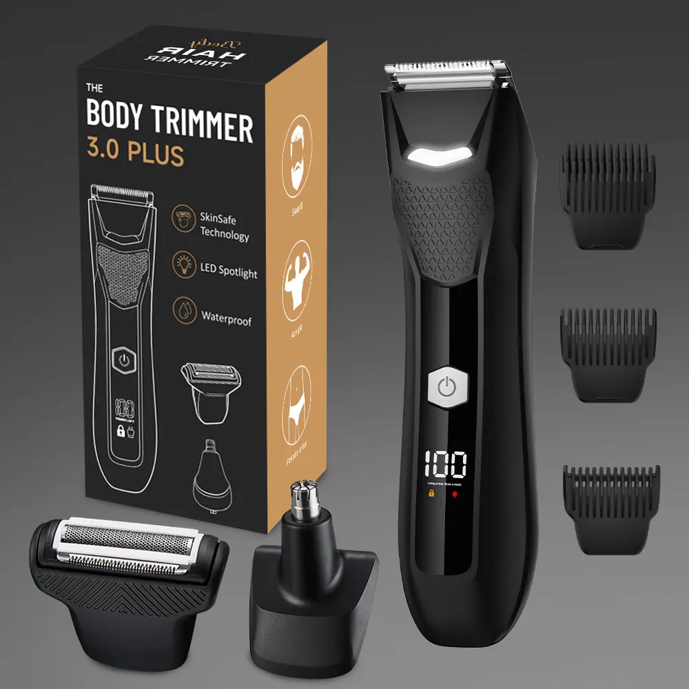 【Gift Choice】3 IN 1 Electric Body Hair Shaver-Groin Hair Trimmer, Ball Trimmer for Men - Replaceable Ceramic Blade Heads,USB Recharge,IPX7 Waterproof Male Hygiene Razor Safe Quick Gifts Cordless Gentle Trimming