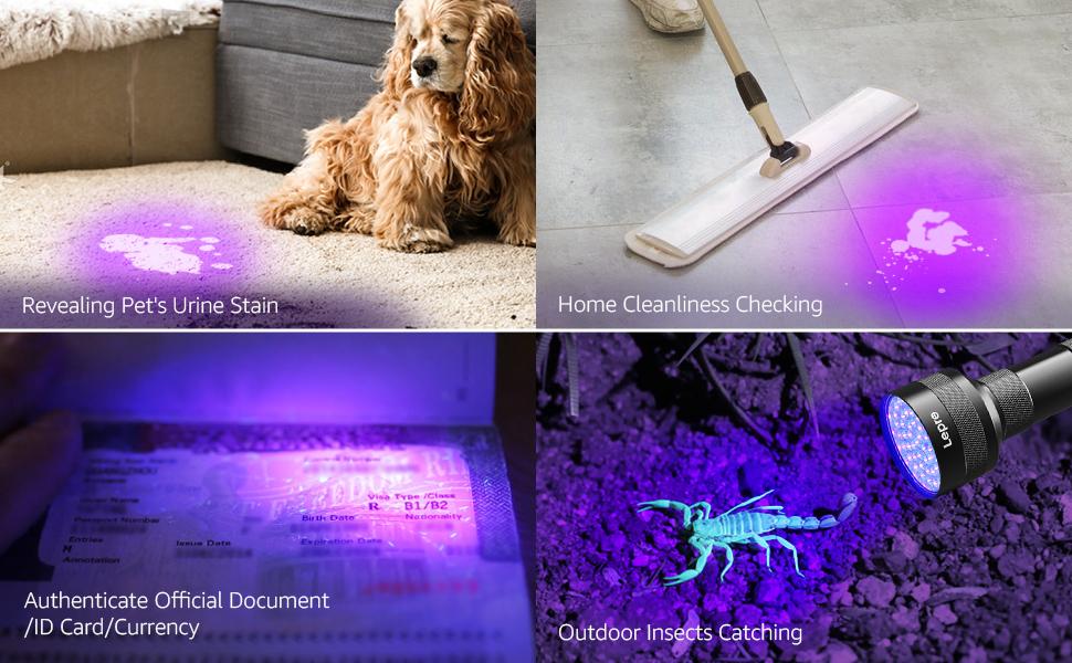 Lepro 51 LEDs UV Light Handheld Blacklight, UV Flashlight Black Light, 395nm Detector for Pet Urine, Stains, Bed Bug and Scorpions, Battery Not Included