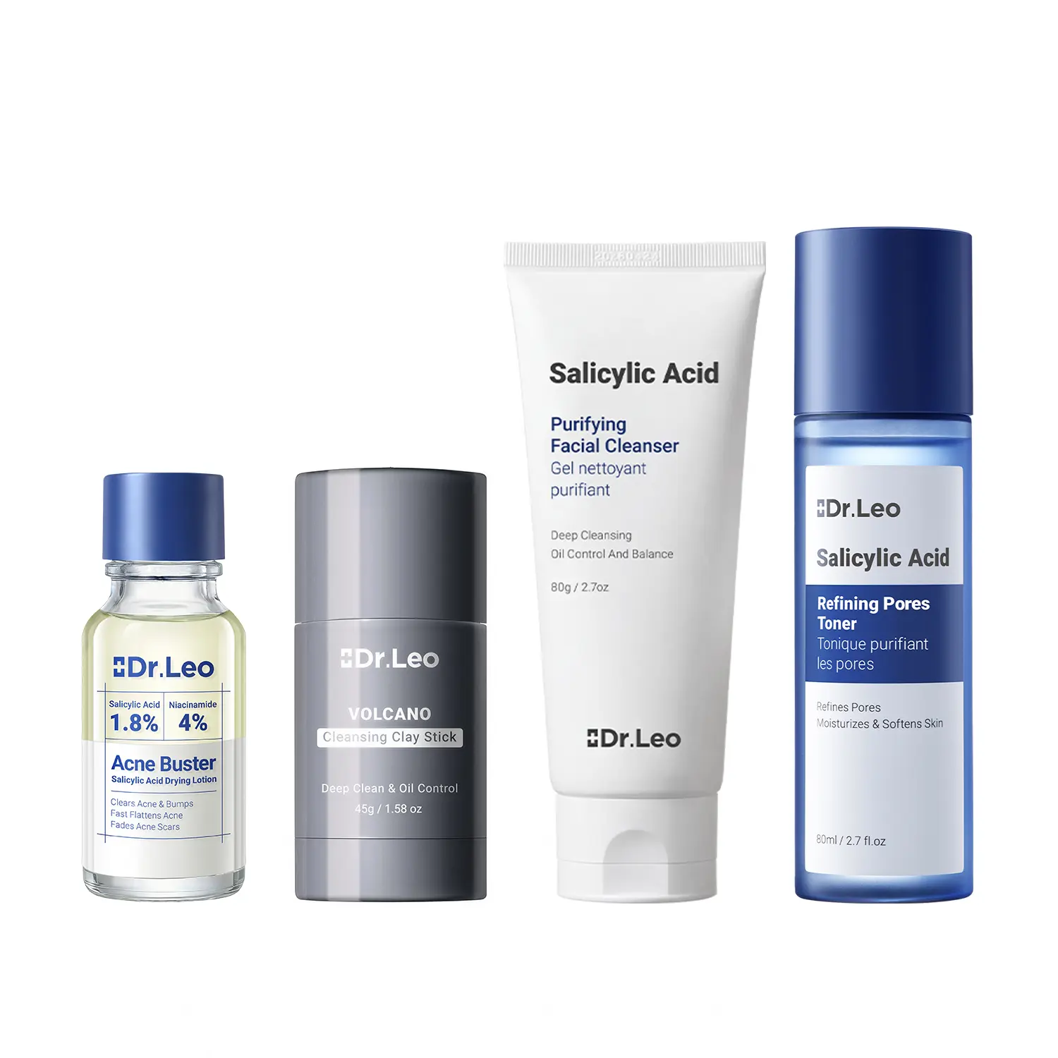 Dr.Leo Acne Treatment Kit for Oily Skin – Reduce Breakouts, Clear Blackheads, Unclog Pores & Control Oil (4-Step Routine) #sohochic #tiktokshopbacktoschool