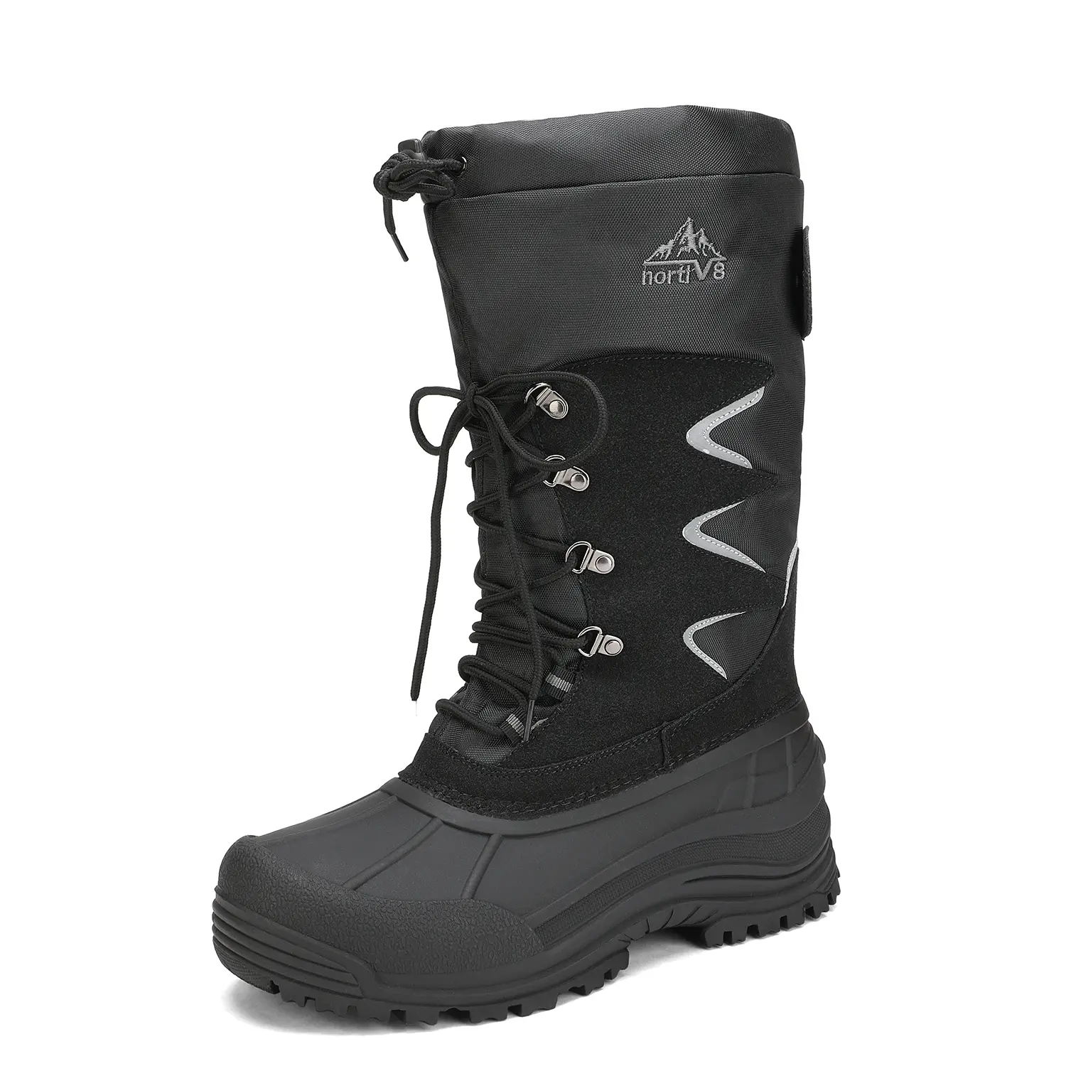 NORTIV 8 Men's Closed-Design Fur-Lined Winter Snow Boots - Round Toe, Lace-Up, Waterproof, Thermoplastic Elastomers Sole, Removable Faux Fur Insole, Soft Cotton Fabric, Ankle Strap, Cuban-Inspired Warm Footwear for Active Outdoor Use, Laces, Shoe, Walking