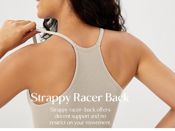 ODODOS Women's Crop 3-Pack Seamless Rib-Knit Camisole Waist Length Crop Tank Tops