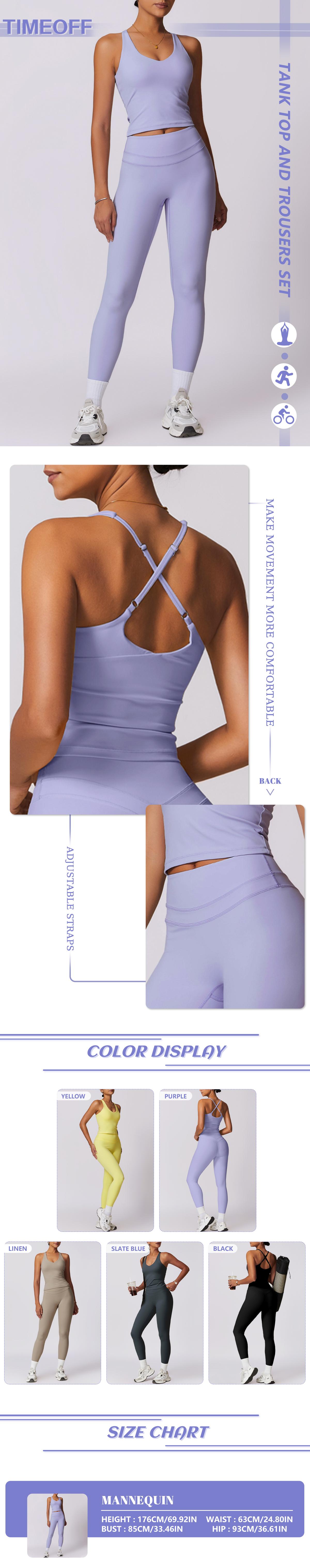 TimeOFF Women's Crisscross Back Tank & High-Waist Butt-Lift Leggings Set , Quick-Dry, Moisture-Wicking , Yoga, Gym & Fitness Workouts , Stylish Activewear for Women,sweatsuit set outfit,comfort sweat set,sweatsuits women
