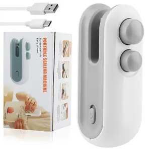 2in1 Rechargeable Chip Bag Sealer with Cutter, Portable USB C Heat Sealer Resealer Machine for Chip, Plastic Bags Heat Seal Tool for Snacks (White)
