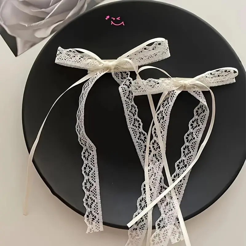 Women's Elegant Bowknot Decor Hair Clips, 2pcs/set Trendy Lace Bowknot Design Hair Accessories for Women & Girls, Fashion Cute Accessories for Hairstyle Ideas