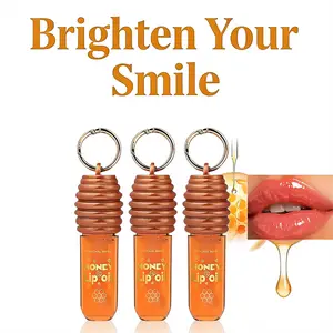 Natural Honey Lip Oil Gloss - Keychain Design for On-the-Go, Lightweight Textured Shine