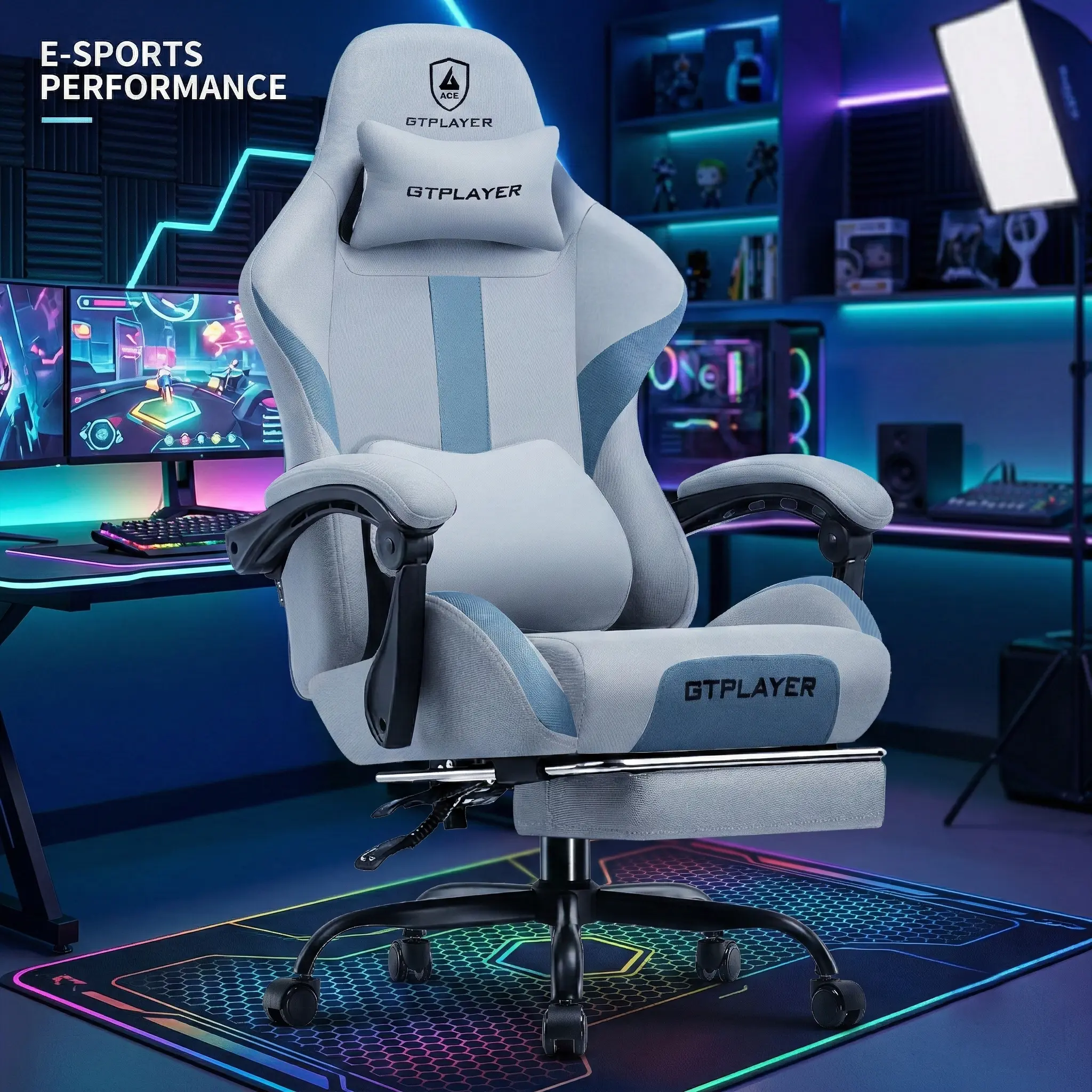 【Deals For You】GTPLAYER Ergonomic Gaming Chair w/ Reclining Swivel  Premium Spring Cushion & Memory Foam. Best Breathable Office Desk Chair,summerwins