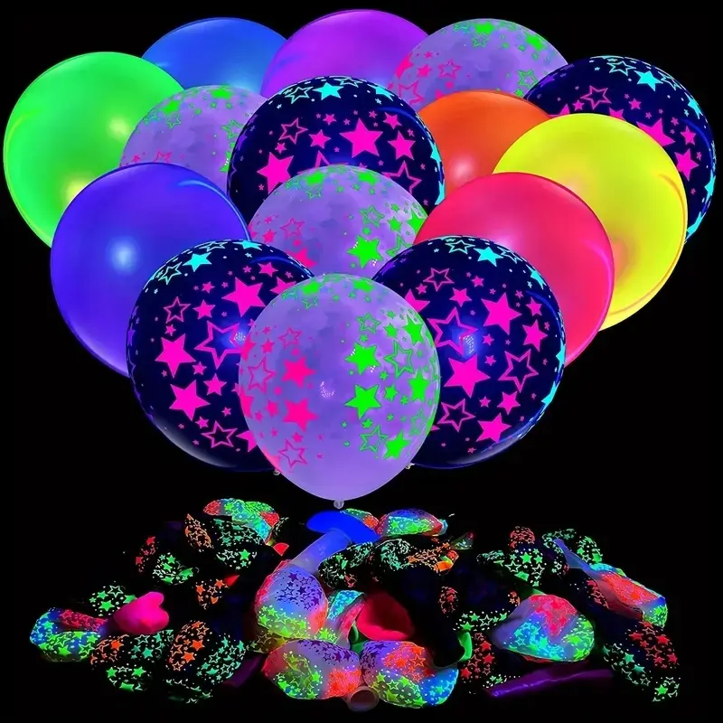 Glowing Neon Party Decorations, Mixed Colors Glow in the Dark Latex Disco Confetti Balloons, Perfect for Birthdays, Weddings, Graduations, Easter, Thanksgiving