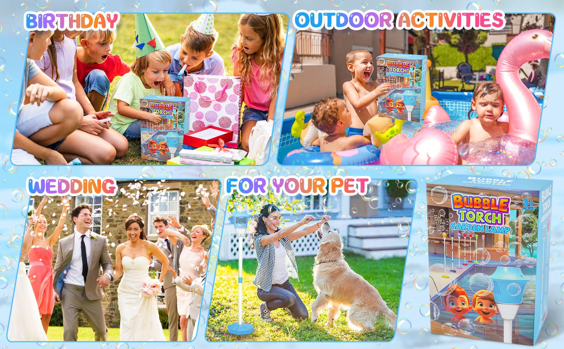 Portable Automatic Handheld Party Bubble Machine - Rechargeable Blower with Lights, Tornado Bubbles, Spring Summer Kids Outdoor Play Cool Gift