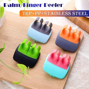 Mudder 4 Pieces Finger Vegetable Palm Peeler Kitchen Fruit Potato Peeler with Comfortable Rubber Finger Grip For Pumpkin Carrot Cucumber Potato
