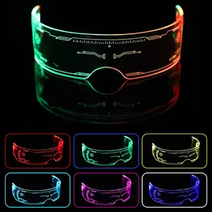 Rechargeable Multicolored LED Future Tech Glasses - Futuristic Flashing Design. Colorful Gifts HalloweenLed Visor Glasses Light Up , Cyberpunk Glasses for Halloween Cosplay Party Bar Adults (Cool) Led Hats Silicone