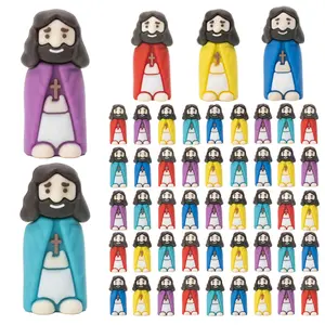 Mini Jesus Figurine With Cape - Colorful Pocket Christian Collectible Desk Decor Toy