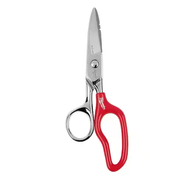 Milwaukee Electrician Scissors, Extended Handle Extended Grip, Steel Blades, Durable Steel, Wire Cutting for Cable and Wire (48-22-4049), Tools, Easy Stripping, Full Blade Serrations
