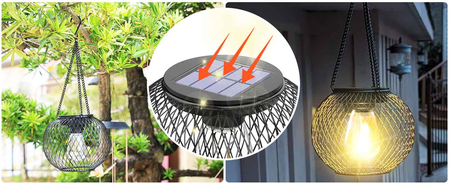 Outdoor Solar Hanging Light,2/4 packs Solar Lantern Outdoor Garden with IP65 Waterproof,Waterproof Lantern For Halloween Christmas Deco Festival,Waterproof Tree Light for Garden Yard Pathway,Garden Decor