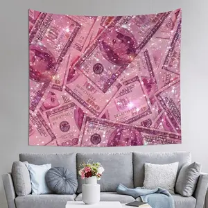 Pink Money Tapestry For Teen Girl Bedroom Aesthetic 2000s Vintage Room Decor 60"x50"
