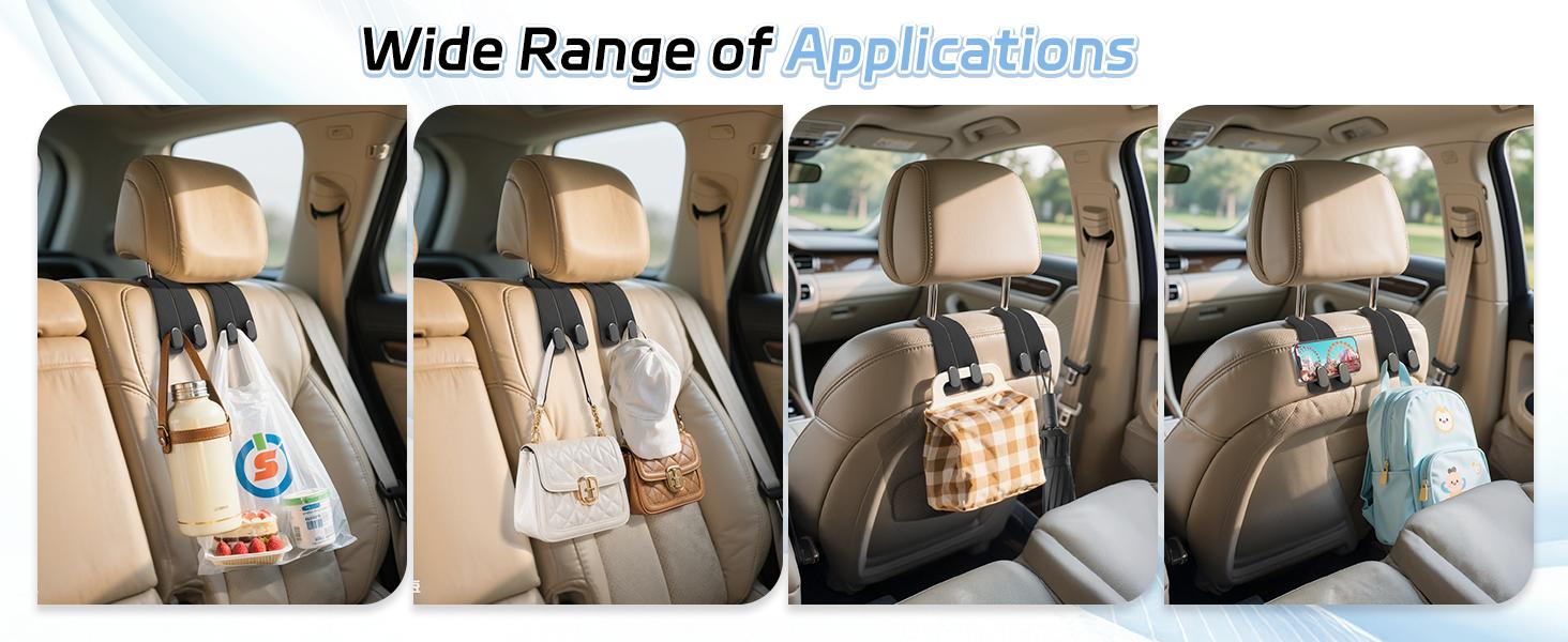 2 Pcs Car Hooks for Headrest, Adjustable Vehicle Seat Back Car Organizers and Storage Accessories, Universal Fit Double Metal Leather Purse Holder for Car (Grey) 2 Pcs Car Hooks for Headrest, Adjustable Vehicle Seat Back Car Organizers and Storage Accessories, Universal Fit Double Metal Leather Purse Holder for Car (Grey)