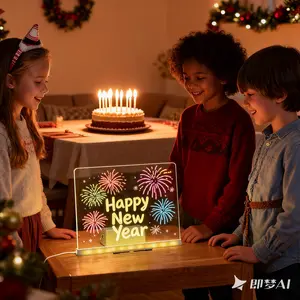 USB-Powered LED Message Board – Lumiboard 12x8 Acrylic Glow Tablet with 12 Neon Pens, Erasable Drawing Pad for Kids, Perfect for Desk Decor & Cafe Signs