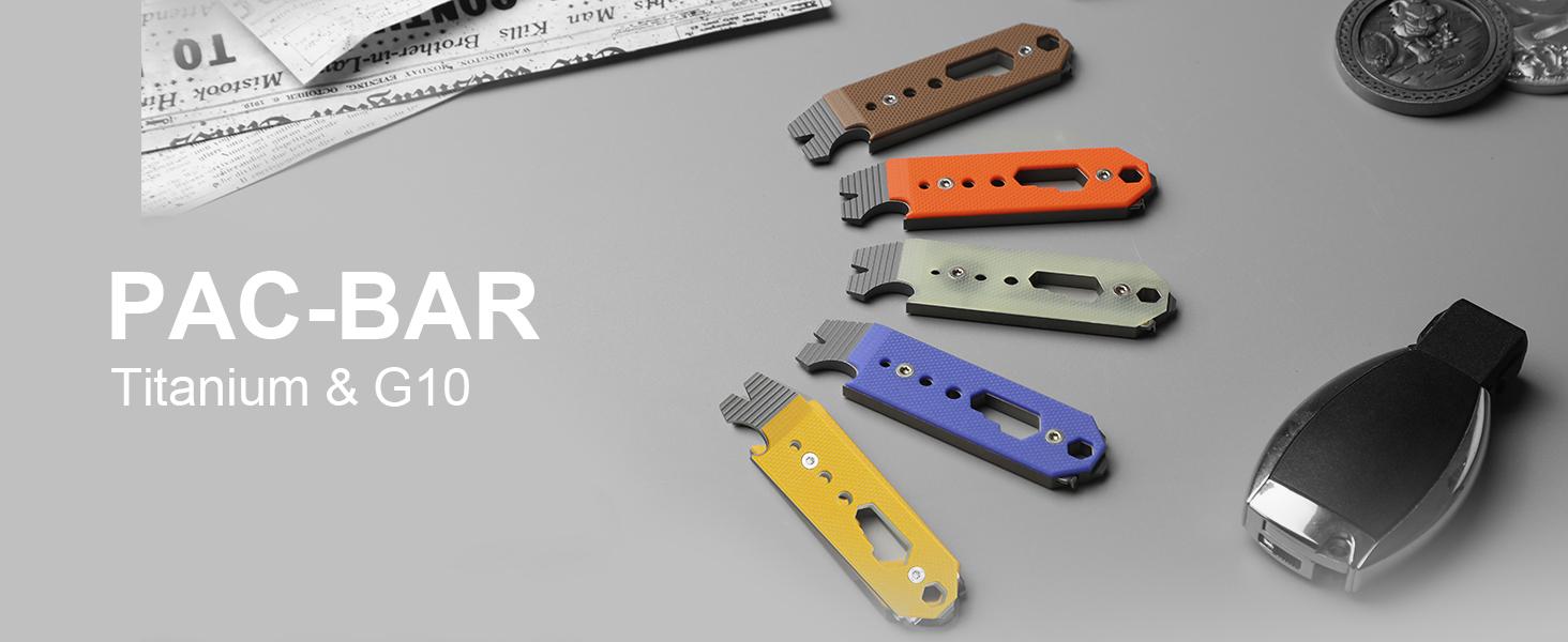 KIZER 10-in-1 Multiduty Titanium & G10 Pac Bar Portable Multi-tool EDC with Detachable Toothpick Tweezers Flat Head Screwdriver & More Men's Essential Tool multifunctional