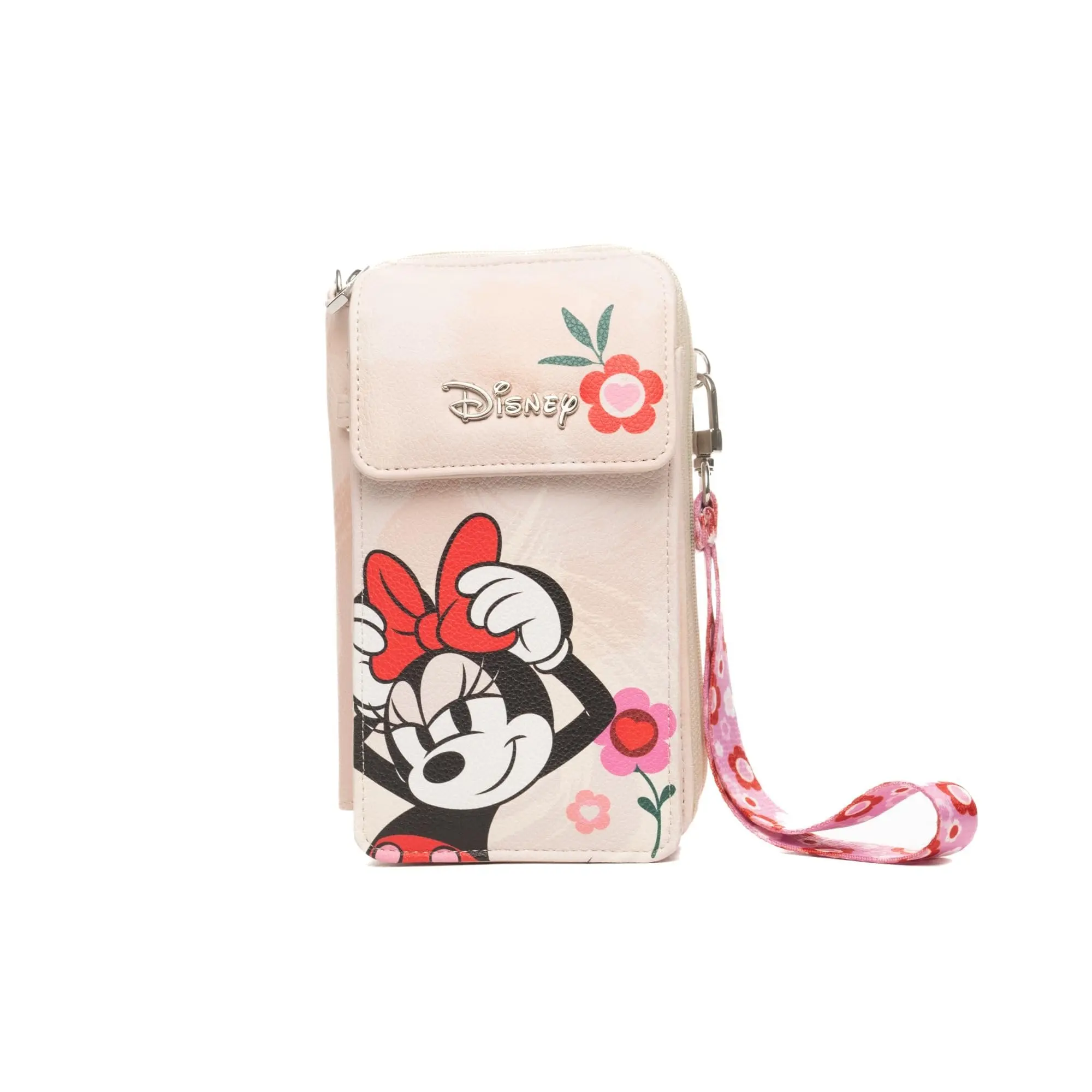 Women's Cell Phone Purse, Cartoon Minnie Mouse Vegan Leather Casual Crossbody & Shoulder Bag with Removable Wristlet Strap, Casual Crossbody Bags, Cartoon Women's Crossbody & Shoulder Bags