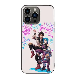 Arcane Jinx & Vi Graffiti Slim Liquid Silicone iPhone Covers White - Jinx & Vi Sister Duo Edition & Cyber Graffiti Jinx Edition for iPhone 11/12/13/14/15 16 Pro/Pro Max
