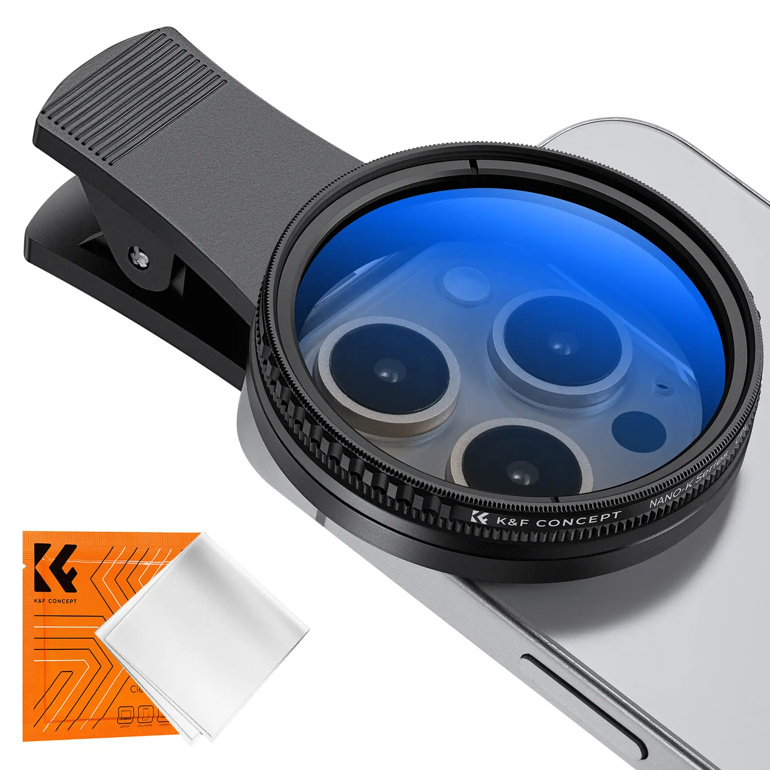 K&F CONCEPT 52mm Clip-on CPL Cellphone Lens Filter Kit, Circular Polarizer Photographic Kit with AGC Glass, Mobile Phone Clip-on Lens Accessory Compatible with iPhone and Smartphones