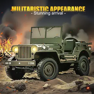 1:10 RC Willis Jeep – 4WD, equipped with LED headlights and a separate auxiliary light; steering wheel with linkage connected to the steering control system; suitable for all kinds of terrain! Suitable for outdoor dynamic driving and static display/collec
