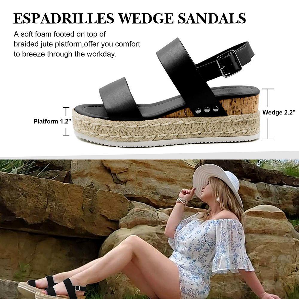 Athlefit Women's Espadrilles Sandals Ankle Strap Buckle Wedge Sandal Open Toe Studded Platform Sandals Casual Shoes Walking Shoes Flatform Footwear