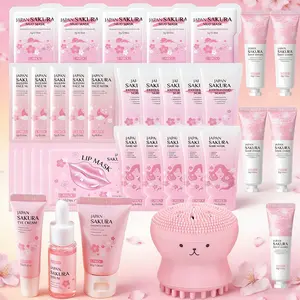 34 PCS Sakura Skin Care, Skin Care Set, Face Mask, Lip Mask, Eye Cream, Anti-Aging Serum, Moisturizer Facial Cream, Hair Mask,Exfoliating Scrub,Mud Mask,Hand Cream,Essence Cream for Women Teen Girls Mom Daughter Mother's Day Christmas Birthday