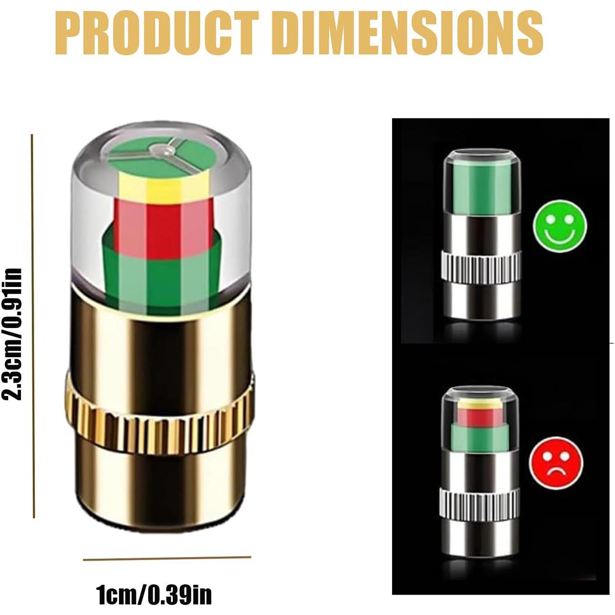 8Pcs Car Tire Pressure Monitor Valve Stem Caps, 2.4Bar 36 PSI Tire Pressure Sensor Indicator Easy to Read 3 Color Eye Alert for Most Car Truck SUV, Gold 8Pcs Car Tire Pressure Monitor Valve Stem Caps, 2.4Bar 36 PSI Tire Pressure Sensor Indicator Easy to Read 3 Color Eye Alert for Most Car Truck SUV, Gold
