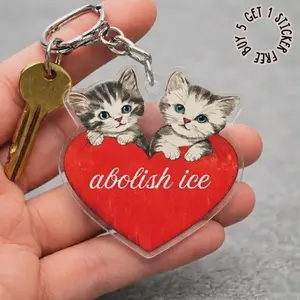 Abolish Ice Acrylic Keychain, Anti Ice Keychain, Activist Bag Charm, Protest Keychain Gift, Human Rights Key Tag