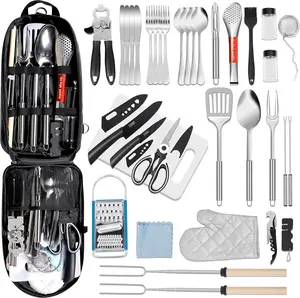 35 Pcs Camping Kitchen Utensil Set Outdoor Cooking Grill Gear with Bag