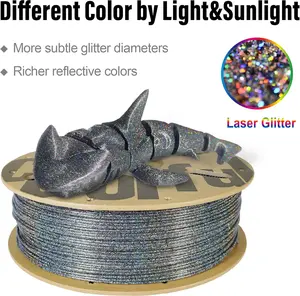 Colorful® Magic PLA 3D Printer Filament 1.75mm, Galaxy Glitter Color-Changing PLA, Multi-Color Shining Effect, 1KG Spool Graffiti Lettering