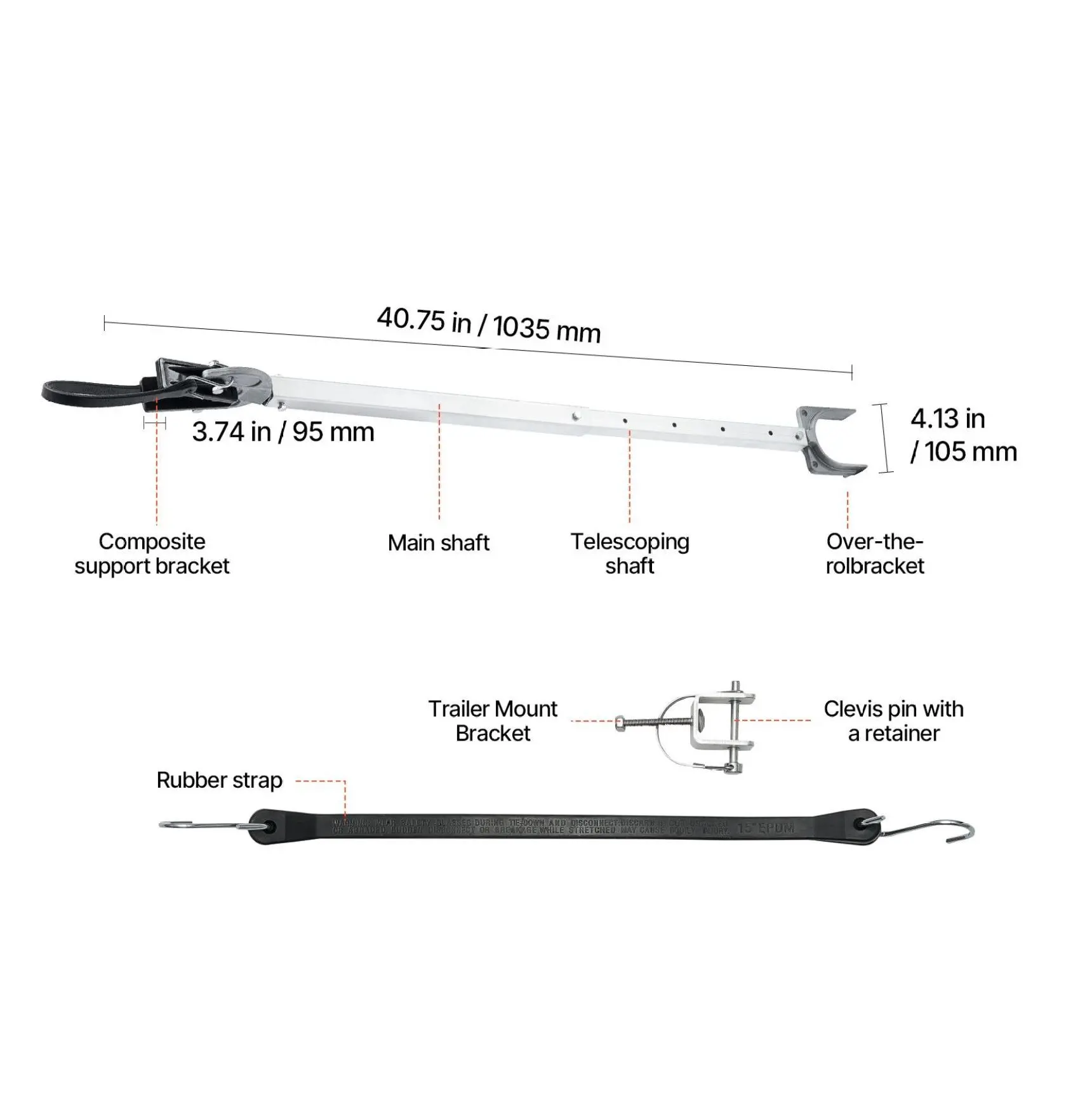 Boat Transom Saver 23-35 Inch Adjustable - Outboard Motor Support for Trailers