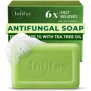 Inlifay Antifungal Tea Tree Oil & Sulfur Soap Bar. Deep Cleansing Body Wash for Men & Women. Soothes Itchy Skin, Foot Odor & Back Acne. Natural Moisturizing Formula.