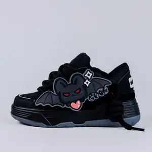 Kawaii Bat Midnight Black Chunky Shoes - Unisex