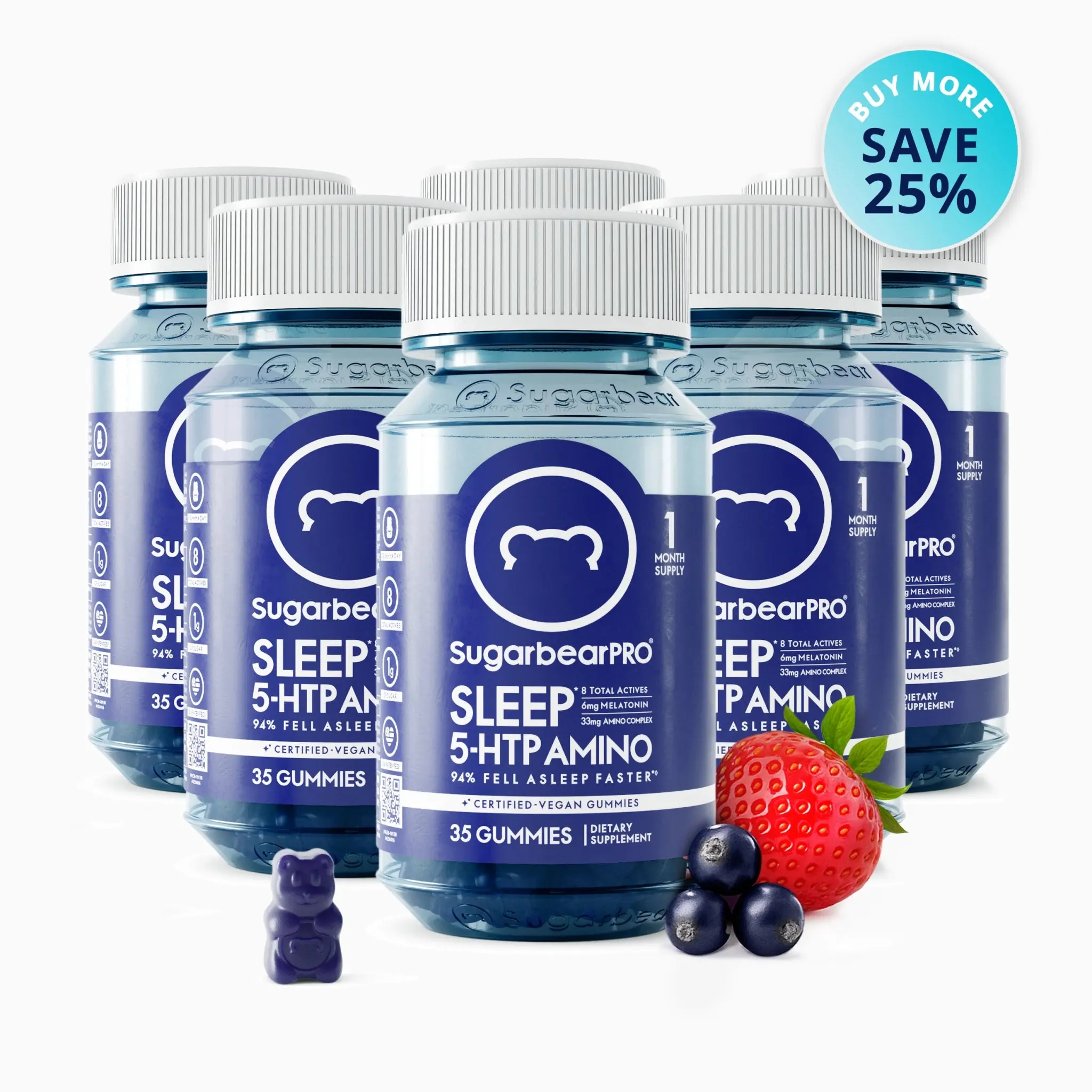 SugarbearPRO® Sleep 5-HTP Amino Vegan Vitamin Gummies - 6 Month Supply + Free Gift