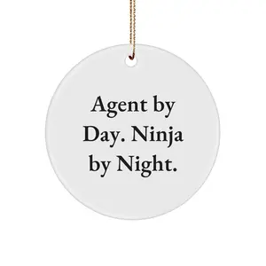 Funny Agent Gifts, Christmas Unique Circle Ornament, Agent By Day Ninja By Night Circle Decoration, Gift from Friends to Agent, Agent Enthusiasts Favorite Christmas Ornament