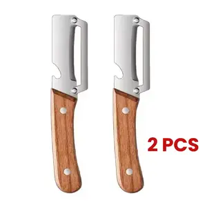 2PCS Kitchen Multi-Function Stainless Steel Thickened Fruit Peeler Knife for Sugar Cane and Pineapple Skin Removal Special Tool