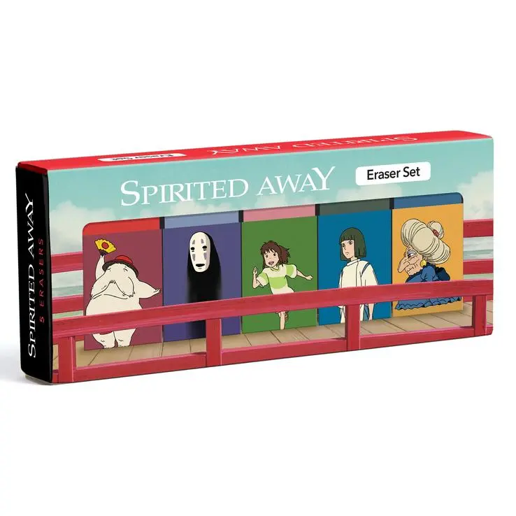 Studio Ghibli Spirited Away Official 5-Piece Eraser Set - Chihiro, Haku, Radish Spirit, No Face, Miyazaki 2001 Ghibli Fan Fave, for Artists, in Die-Cut Tray Box (Humanities & Social Sciences Merchandise)